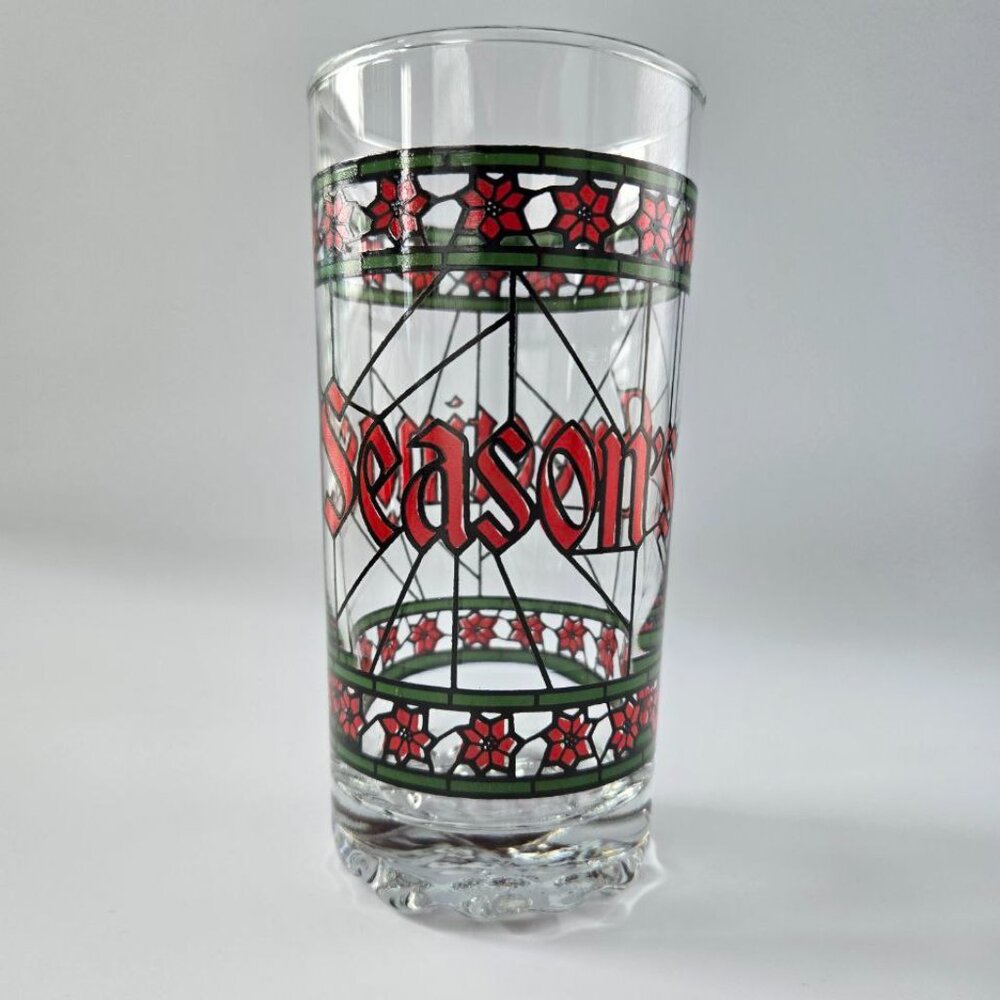 Set of 4 Vintage Houze Seasons Greetings Christmas Glasses